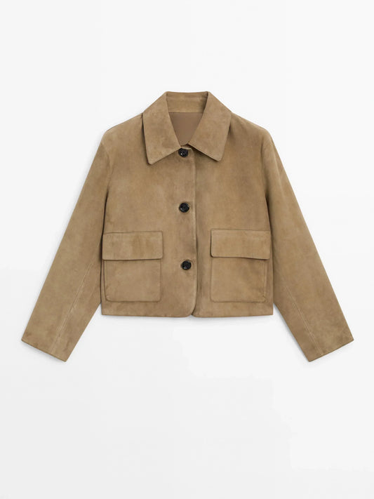 Veste Femme Courte Brun Cuir Élégante - LuxeStyle