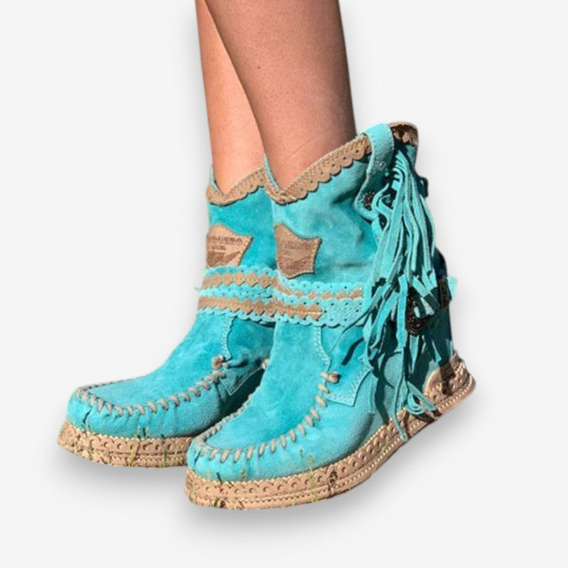 Bottines Western à lacets et fronces - LuxeStyle