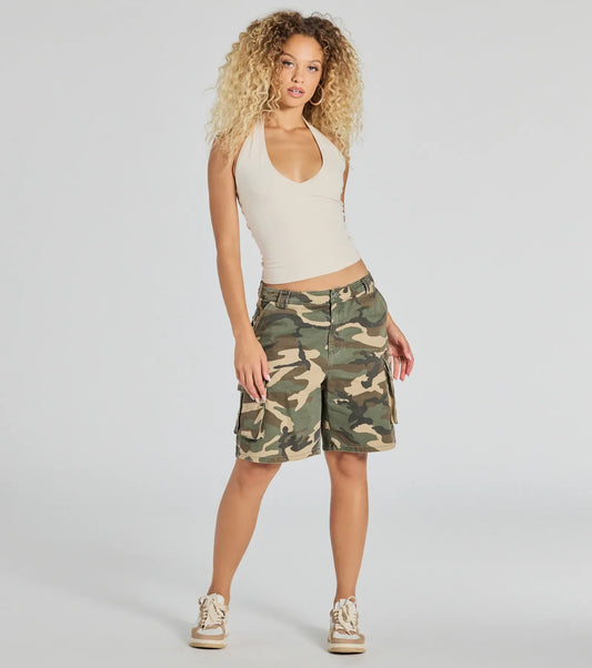 Short Militaire Femme Taille Mi-Longue Décontracté - LuxeStyle