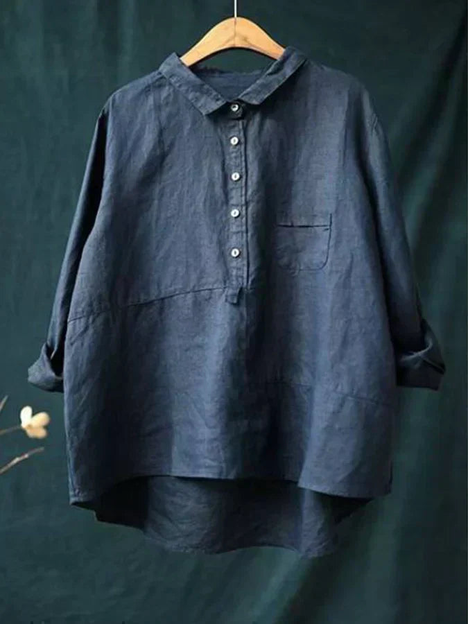 Chemise Lin Élégante Manches Longues Femmes