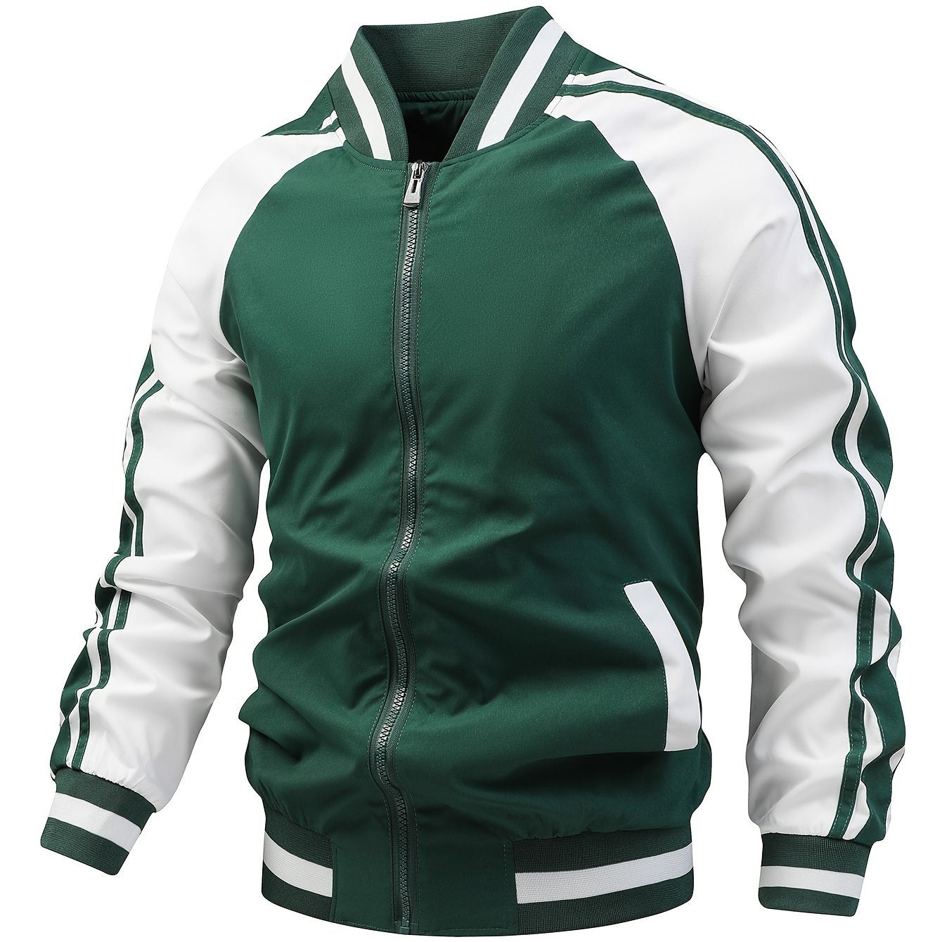 Veste de Sport Blanche et Vert Foncé pour Homme