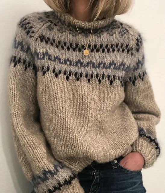 Pull Col Rond Élégant Pour Femme