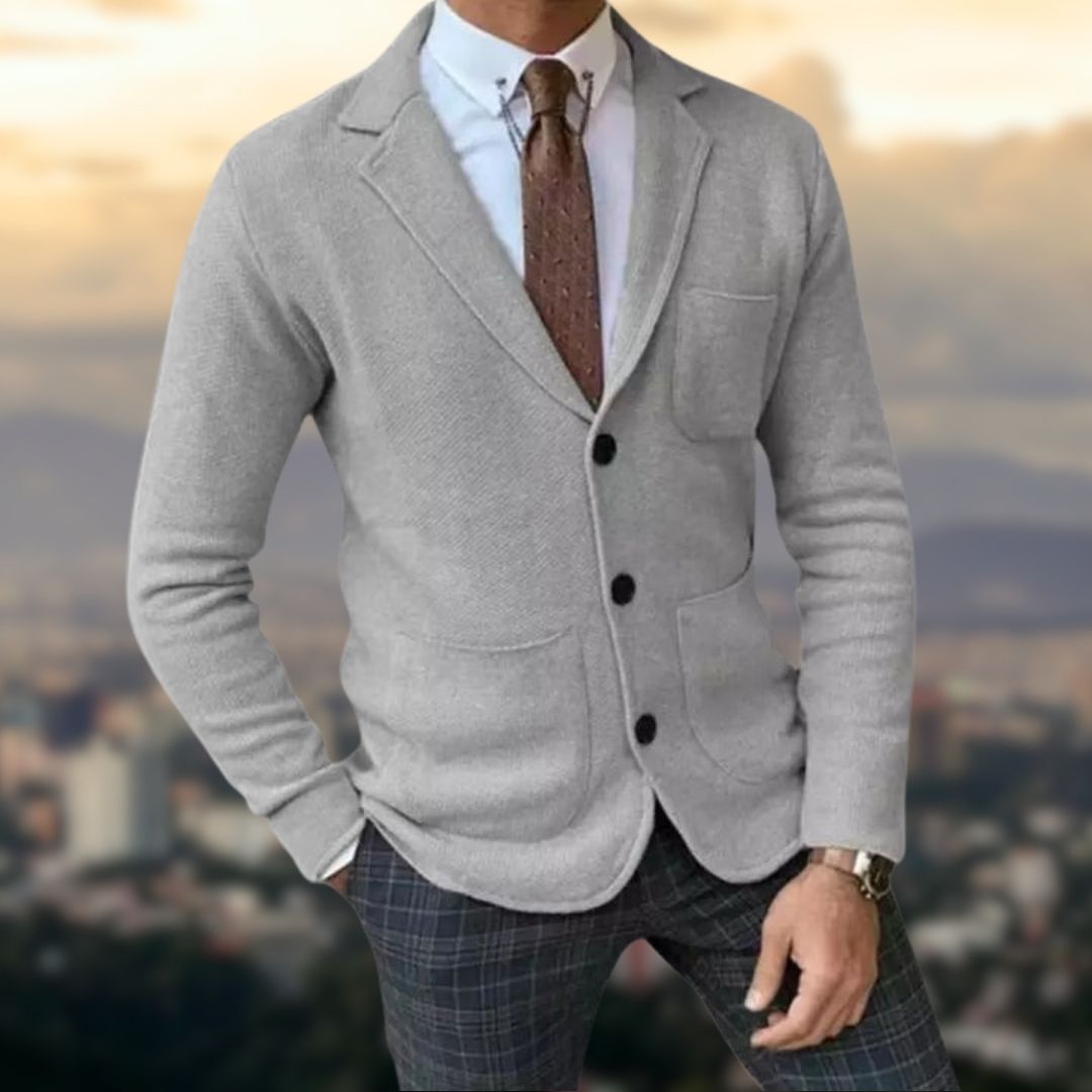Blazer polyvalent à manches longues avec col à revers → Veste Classique Élégante Homme