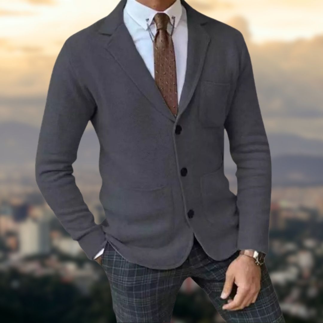 Blazer polyvalent à manches longues avec col à revers → Veste Classique Élégante Homme
