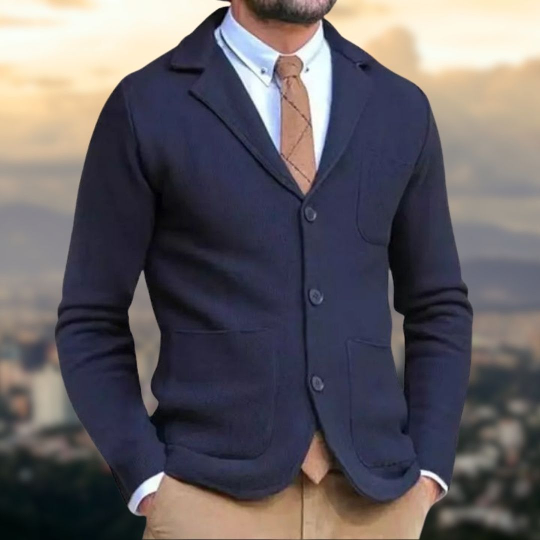 Blazer polyvalent à manches longues avec col à revers → Veste Classique Élégante Homme