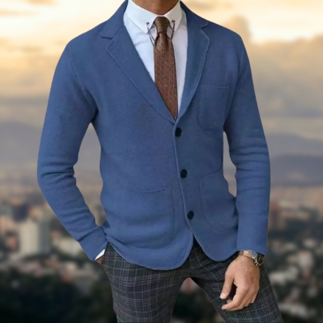 Blazer polyvalent à manches longues avec col à revers → Veste Classique Élégante Homme