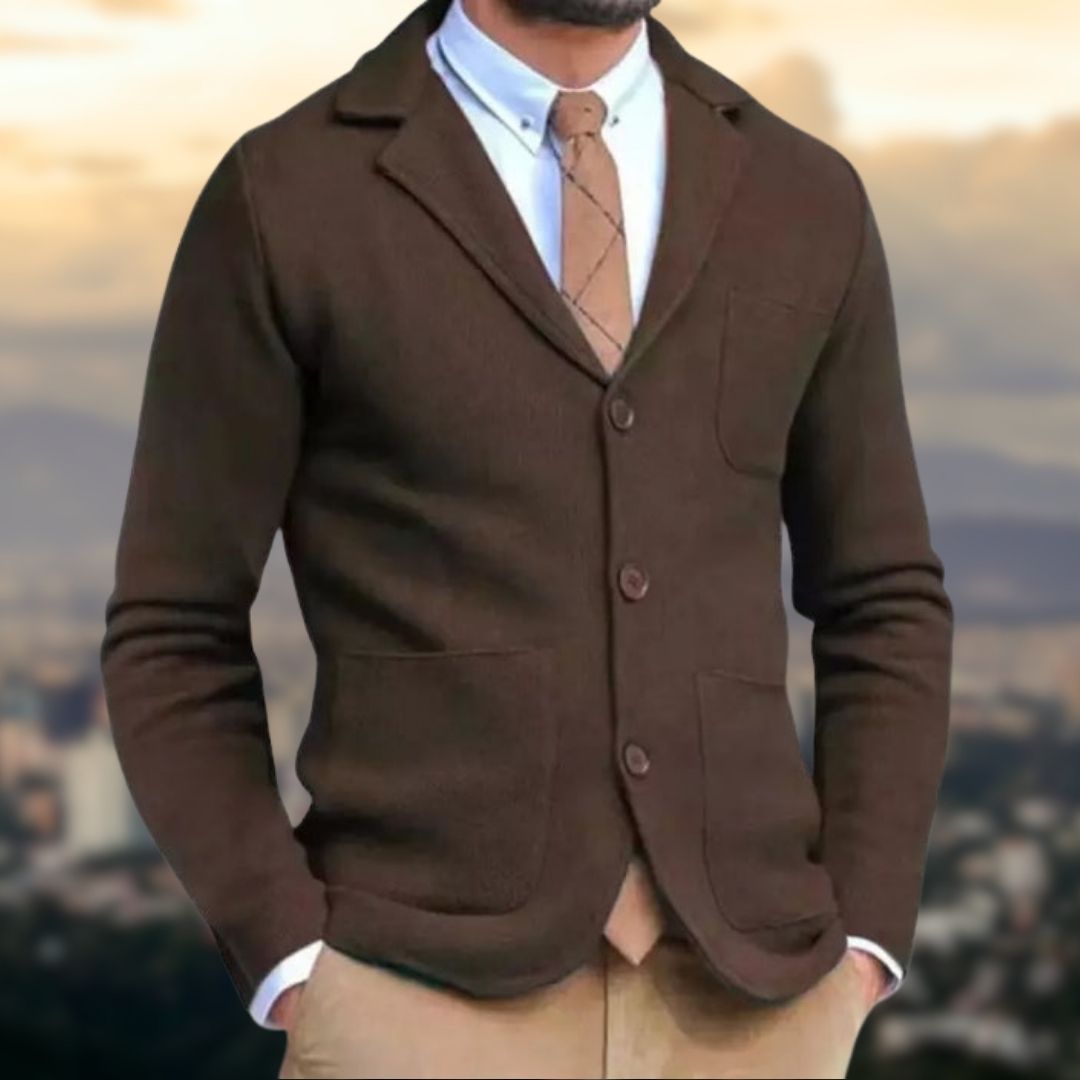 Blazer polyvalent à manches longues avec col à revers → Veste Classique Élégante Homme