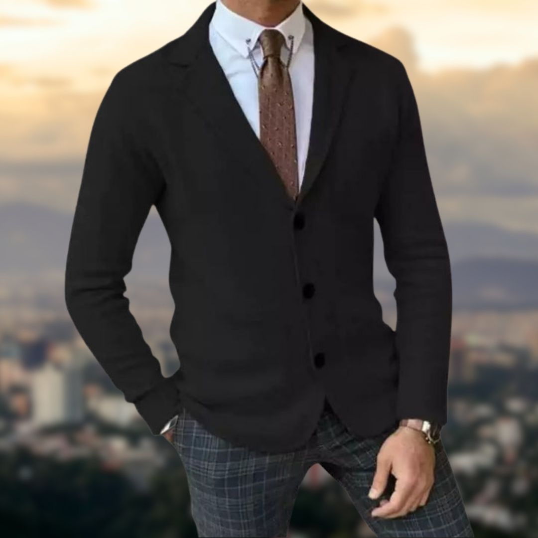 Blazer polyvalent à manches longues avec col à revers → Veste Classique Élégante Homme - LuxeStyle