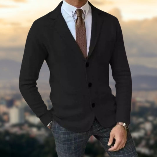 Blazer polyvalent à manches longues avec col à revers → Veste Classique Élégante Homme - LuxeStyle