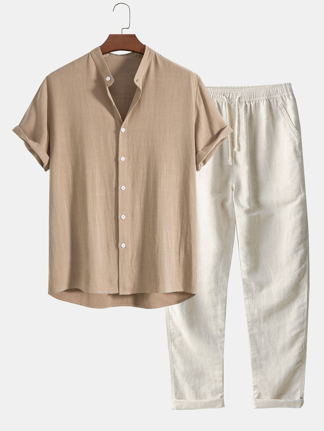 Chemise Lin Naturel et Pantalon Clair Homme - LuxeStyle