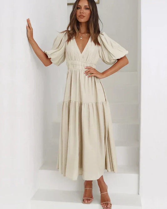 Robe Femme Élégante Manches Bouffantes Chic Féminin - LuxeStyle