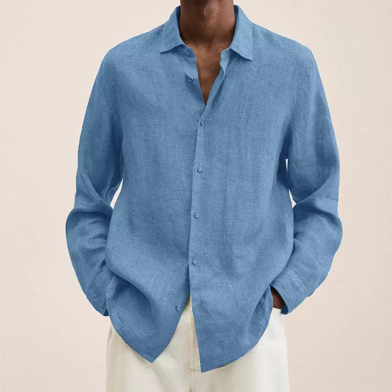 Chemise Homme Lin Fresque Manches Longues - LuxeStyle