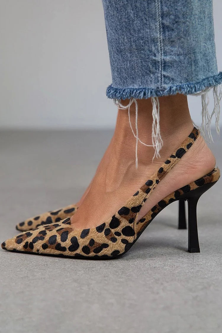 Escarpins Femme Chic à Bout Pointu – Talon Fin avec Motif Animal & Fermeture Arrière Élégante - LuxeStyle