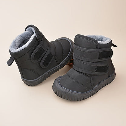 Bottes Enfant Neigeuses Noires Doublées Polaires - LuxeStyle