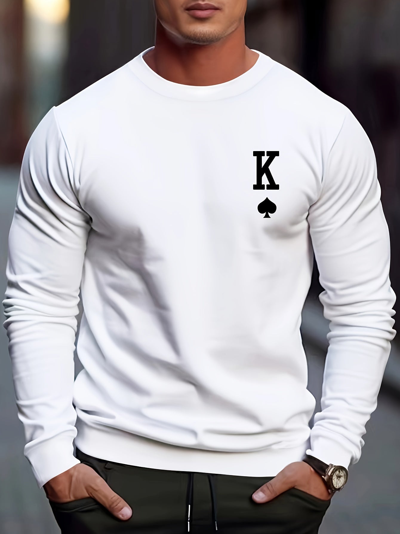 Sweat à Carreaux Élégant pour Homme avec Manches Longues