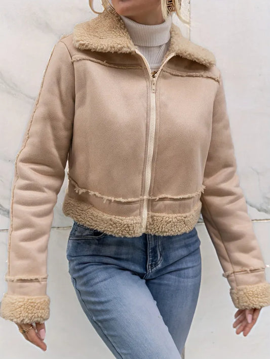 Manteau Hivernal Douillet à Fermeture Éclair pour Femme - LuxeStyle