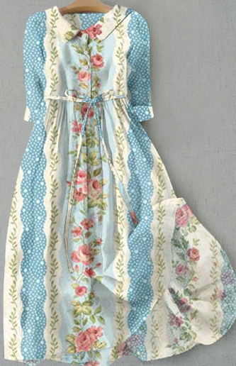 Robe Floral Élégante à Manches Longues pour Femmes