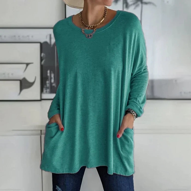 Pull Femme Chaud en Laine avec Manches Longues et Poches
