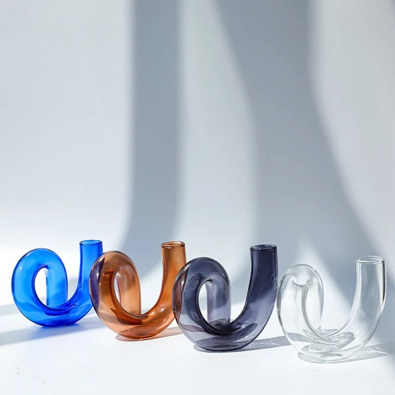 Vase Verre Décoratif Fleuri sur Pied - BlxckFR