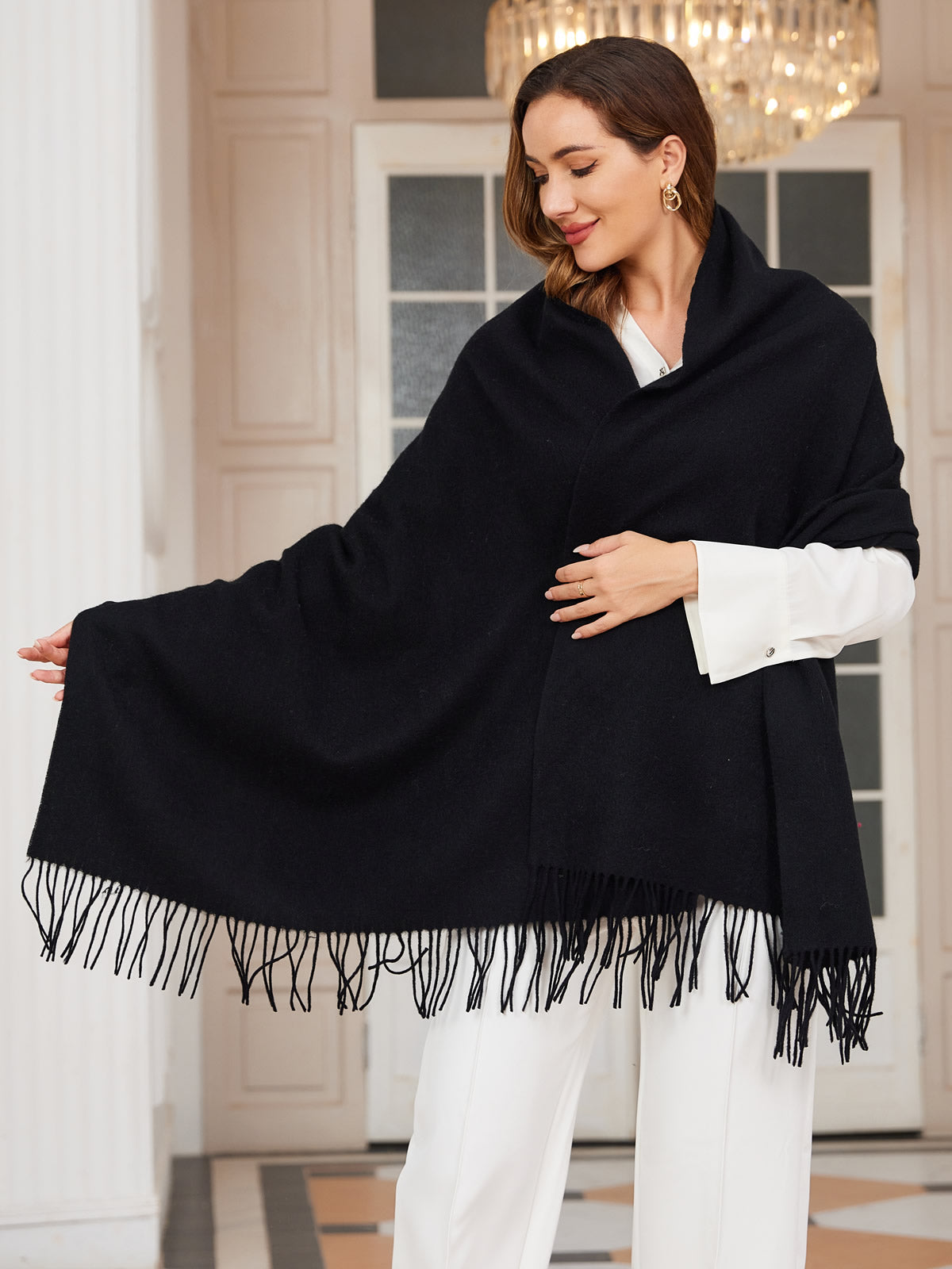 Écharpe Femme Douillet à Pompons pour Hiver