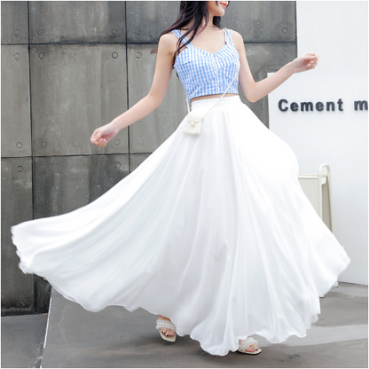 Jupe maxi soleil en voile léger pour femme