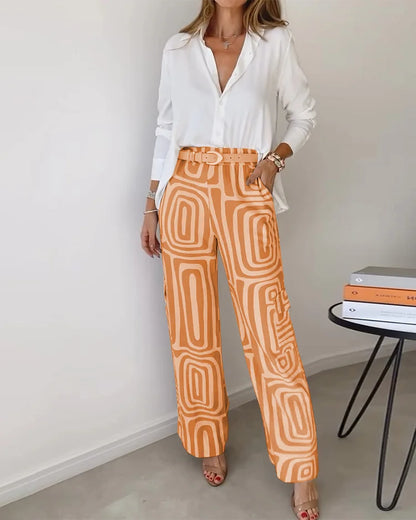 Pantalon Chic Taille Haute pour Femme avec Ceinture