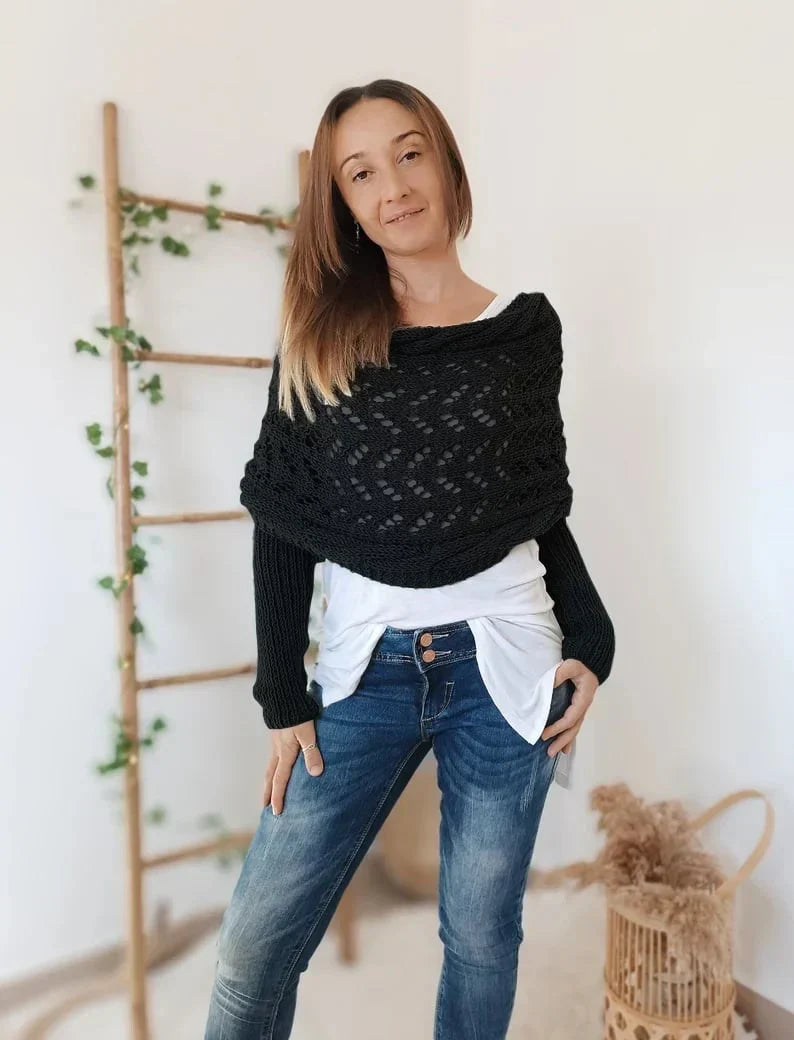 Écharpe Tricotée Femme Gris Clair