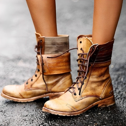 Bottines Cuir Brun Féminines Rétro - LuxeStyle