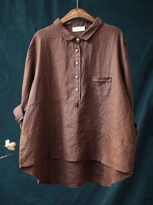 Chemise Lin Élégante Manches Longues Femmes