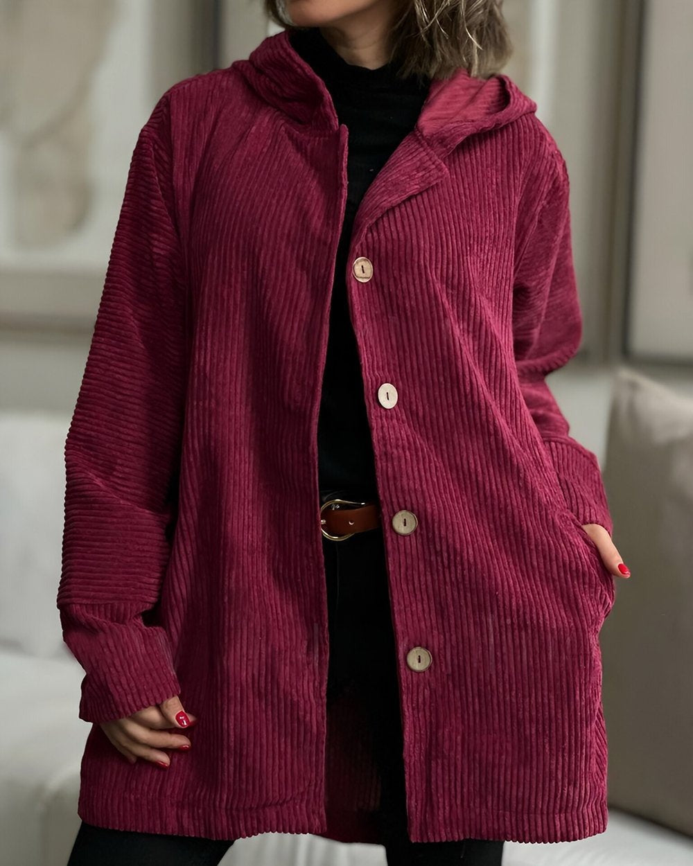 Veste Dégagée Pour Femme Avec Capuche Pour Automne - LuxeStyle