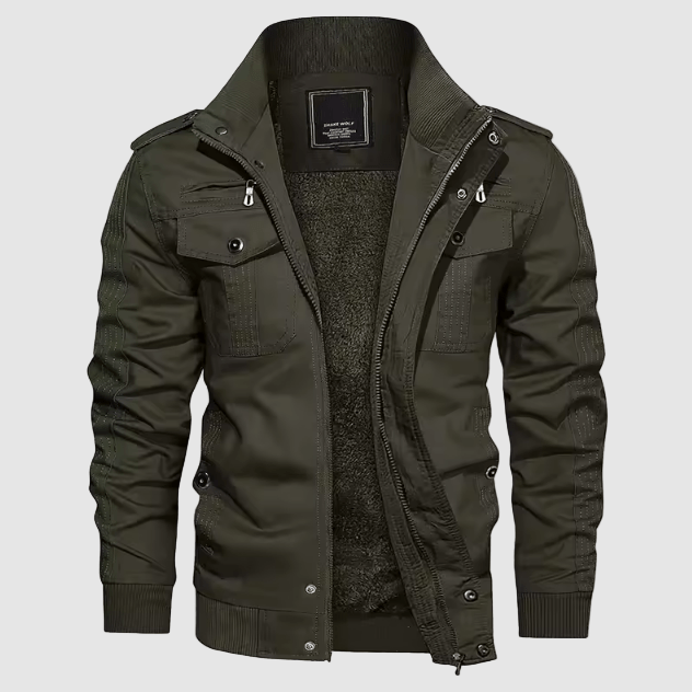 Blouson Aviateur Élégant Homme – Veste Hiver Doublée Polaire & Col Roulé
