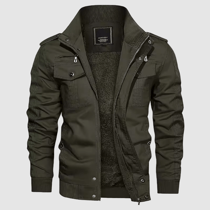 Blouson Aviateur Élégant Homme – Veste Hiver Doublée Polaire & Col Roulé