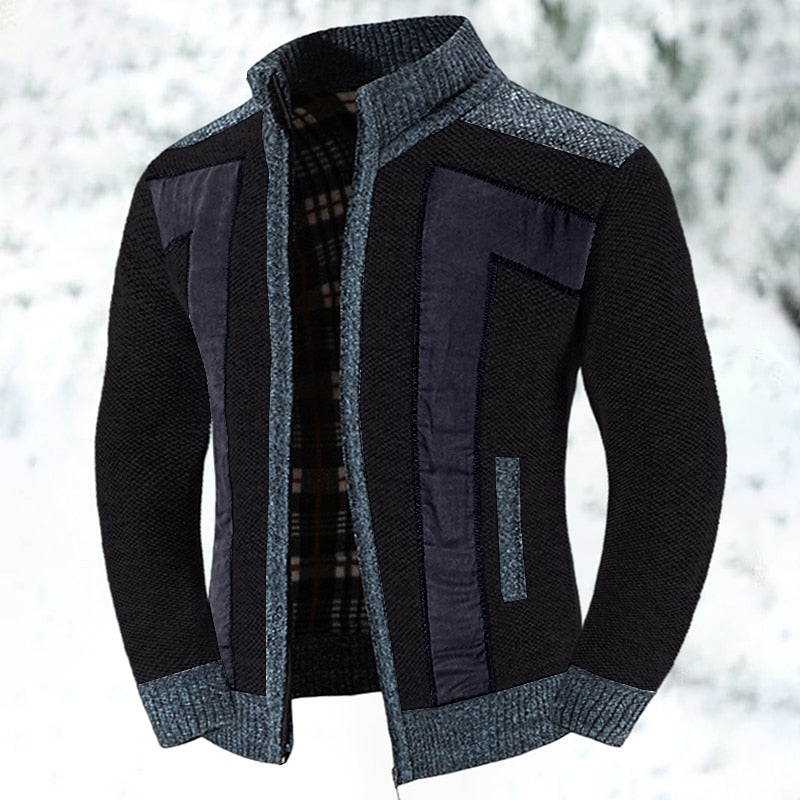 Gilet Zippé Homme Élégant – Doublure Tricotée Chaude et Confortable