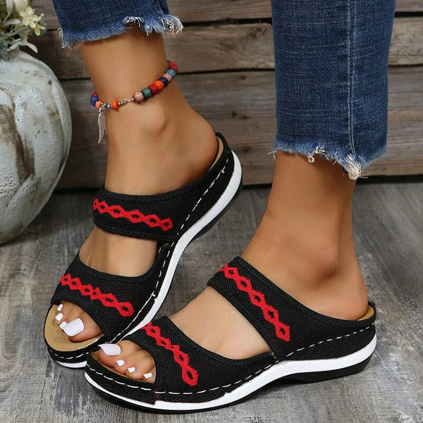 Sandales Femmes Talons Hauts Rouge Noir Élégantes - LuxeStyle