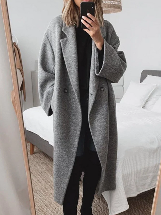 Manteau Femme Élégant Long en Laine Douce Oversize - LuxeStyle