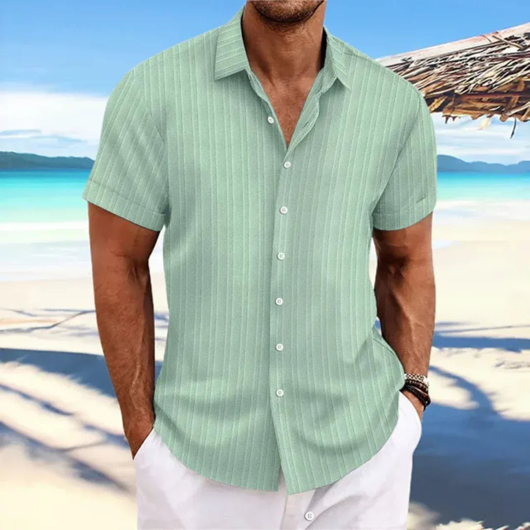 Chemise Homme Rayures Vertes Été - LuxeStyle