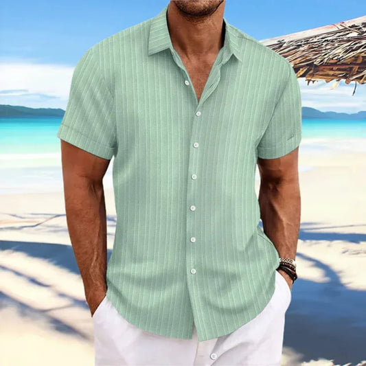 Chemise Homme Rayures Vertes Été - LuxeStyle