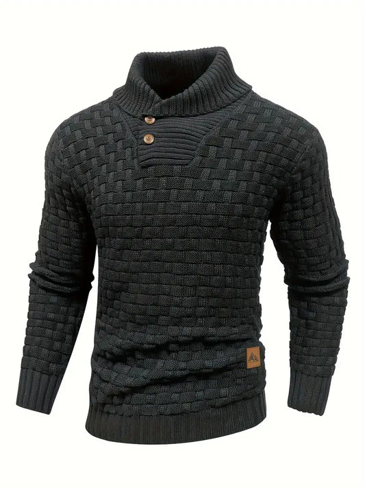 Pull en tricot épais à col boutonné pour homme - LuxeStyle