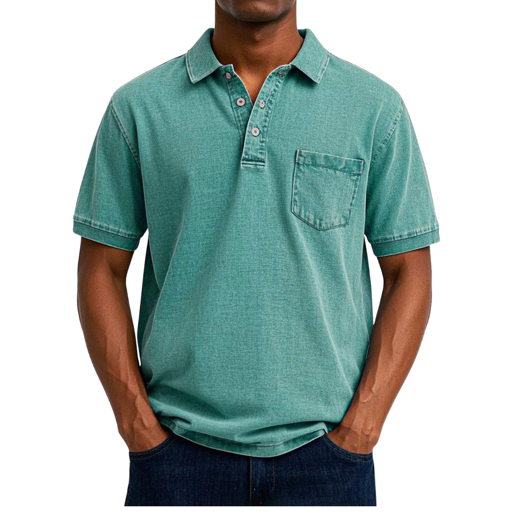 Chemise Homme Été à Manches Courtes avec Poche et Boutons