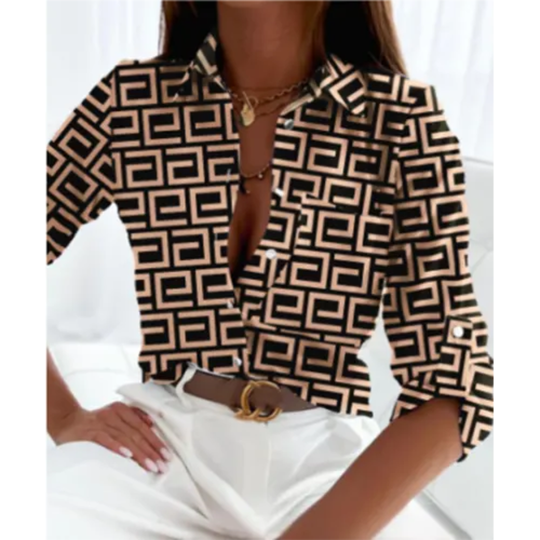 Chemise Femme Relaxe Imprimée Manches Longues