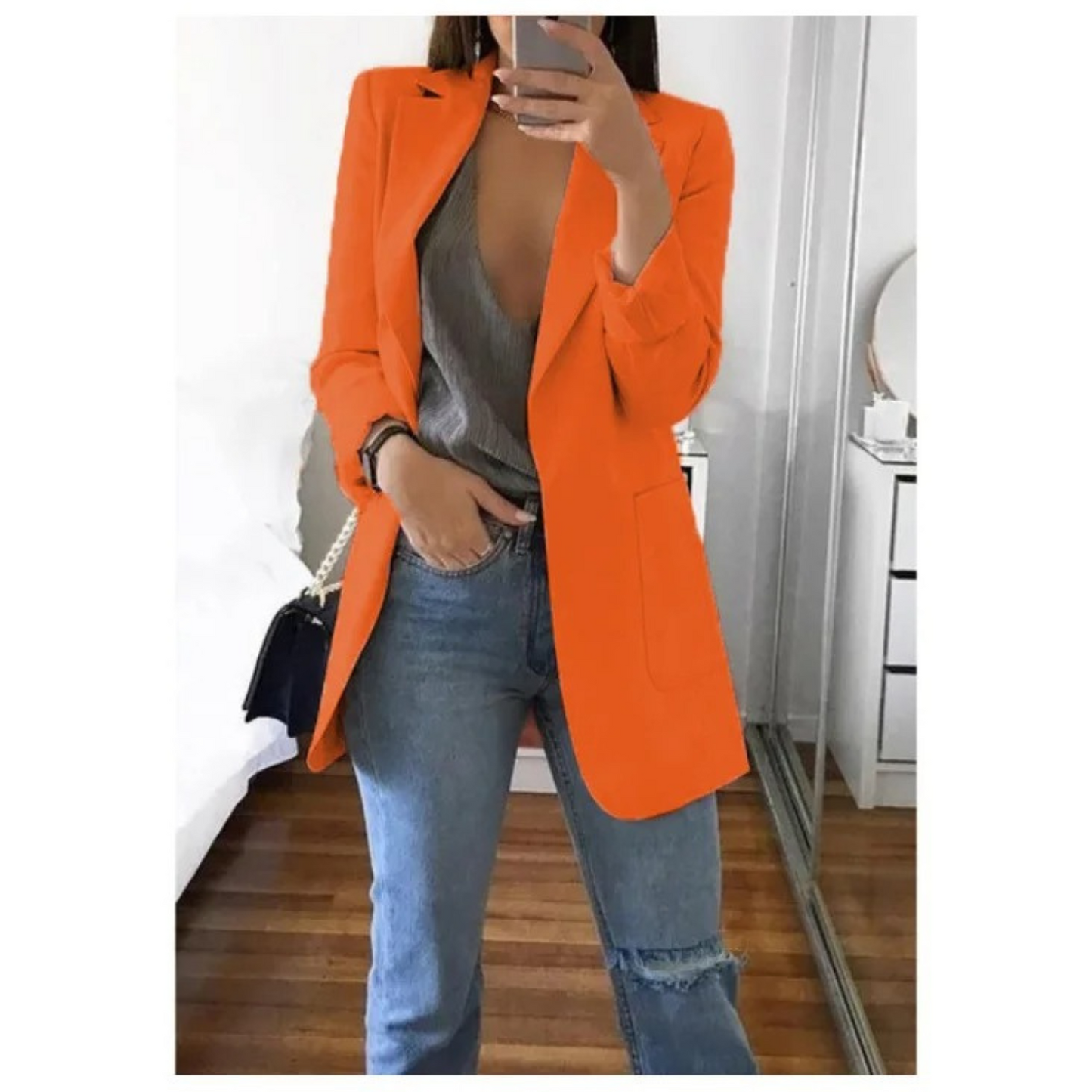 Veste Femme Bleu Ciel Décontractée à Manches Longues
