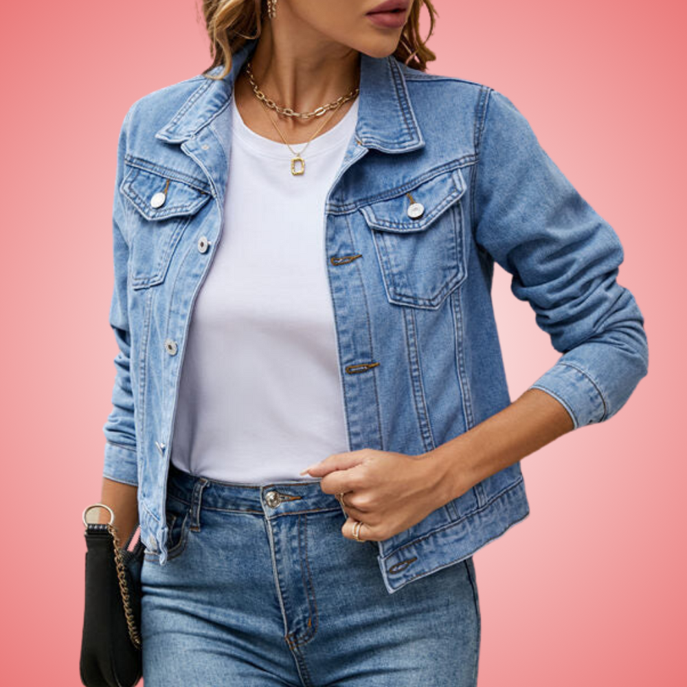 Veste Jean Blanche Féminine à Manches Longues