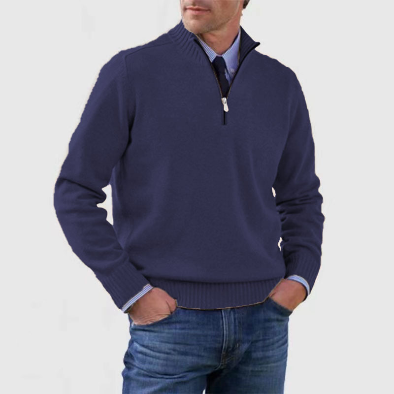 Pull Homme Rouge Doux à Fermeture Éclair