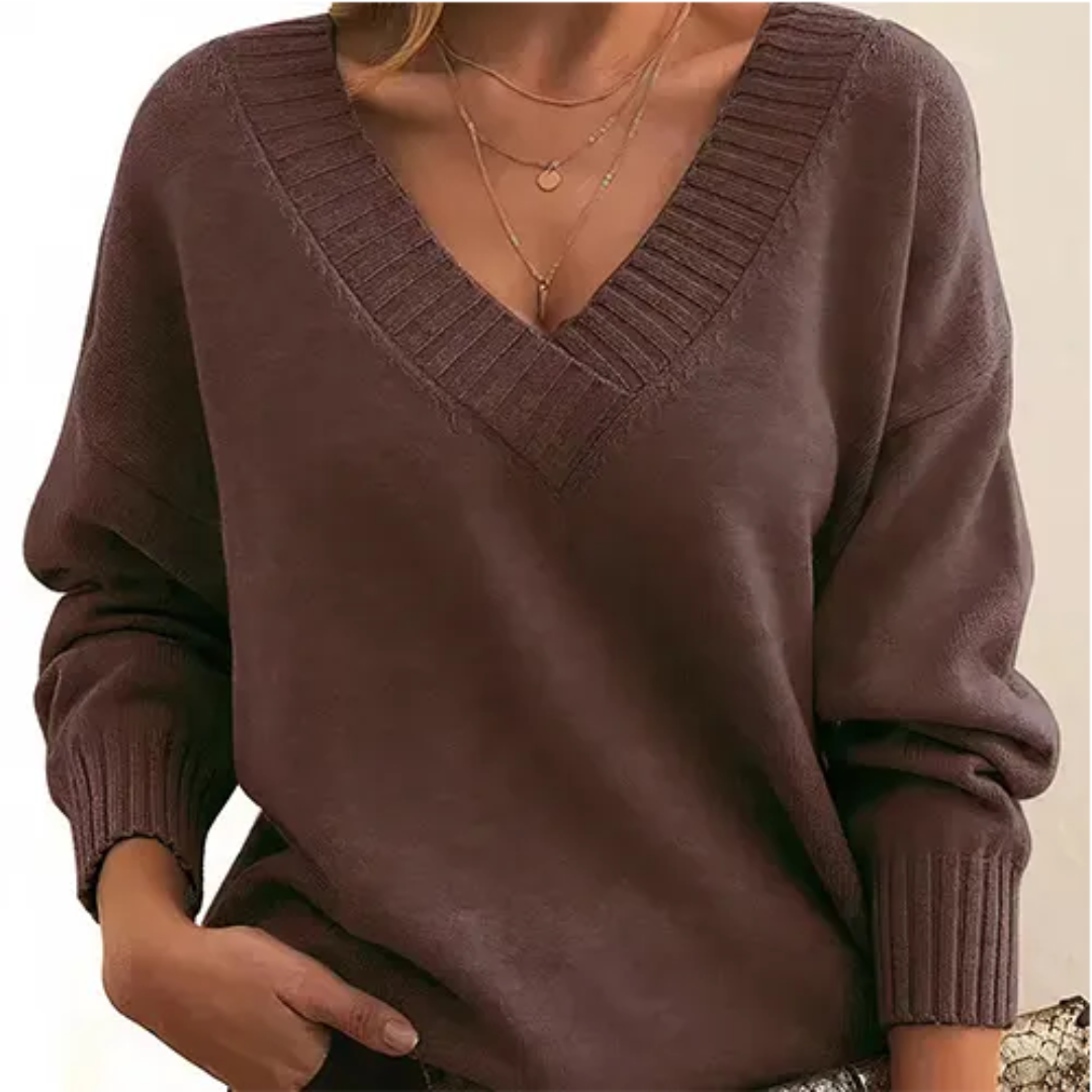 Pull Femme Hiver Col V Décontracté