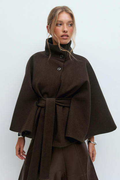 Veste Cape Élégante Pour Femme Avec Ceinture