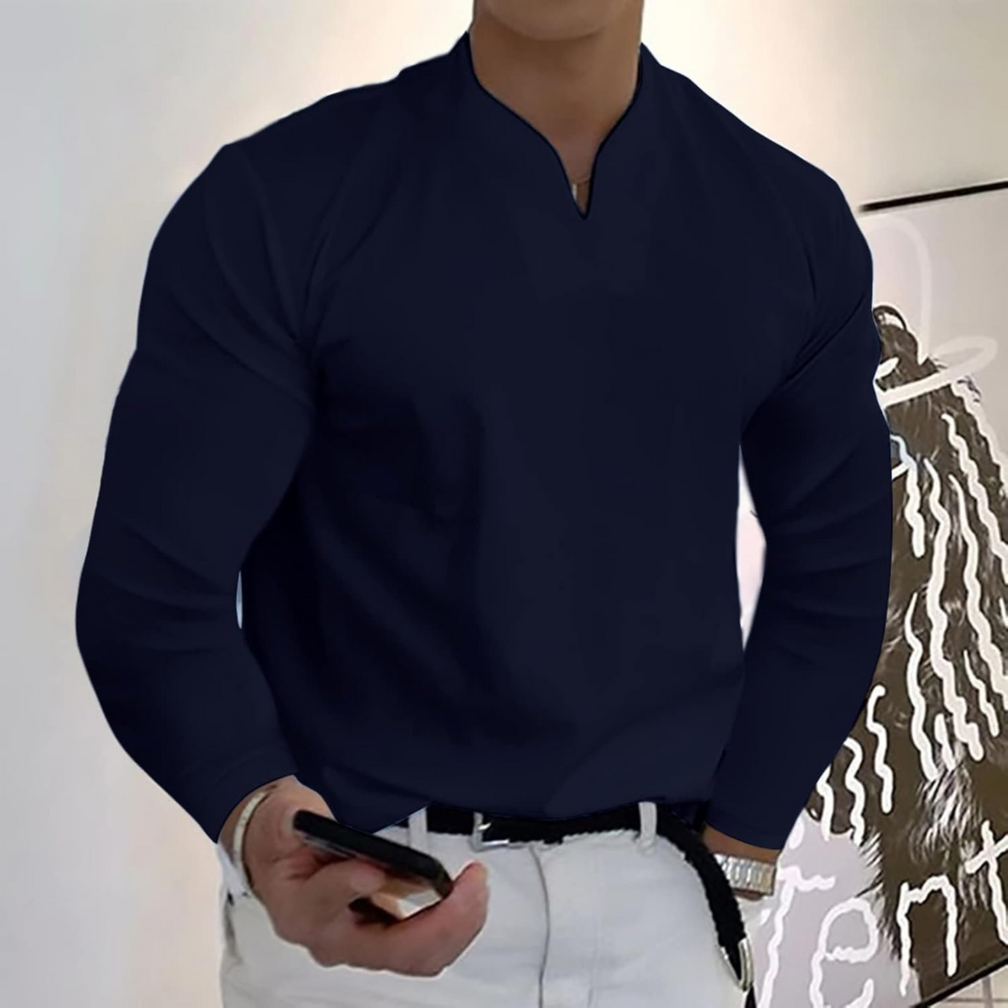 Polo Homme Classique Manches Longues Séchage Ultra-Rapide