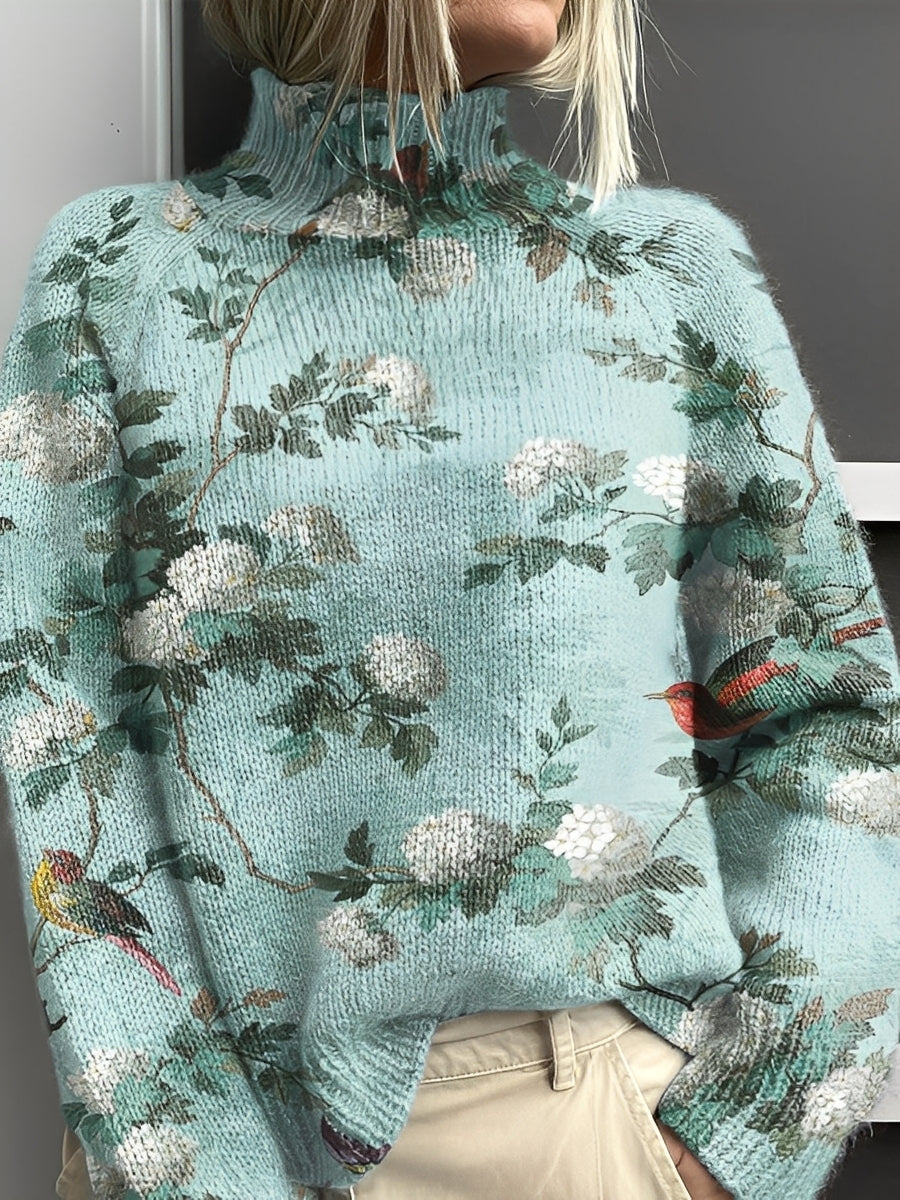 Pull Col Roulé Élégant Femme Hiver