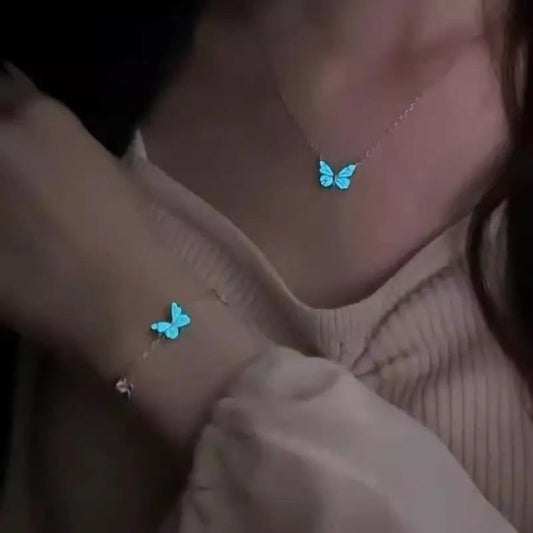 Bijou Collier et Bracelet Papillon Chic en Métal Brillant - LuxeStyle