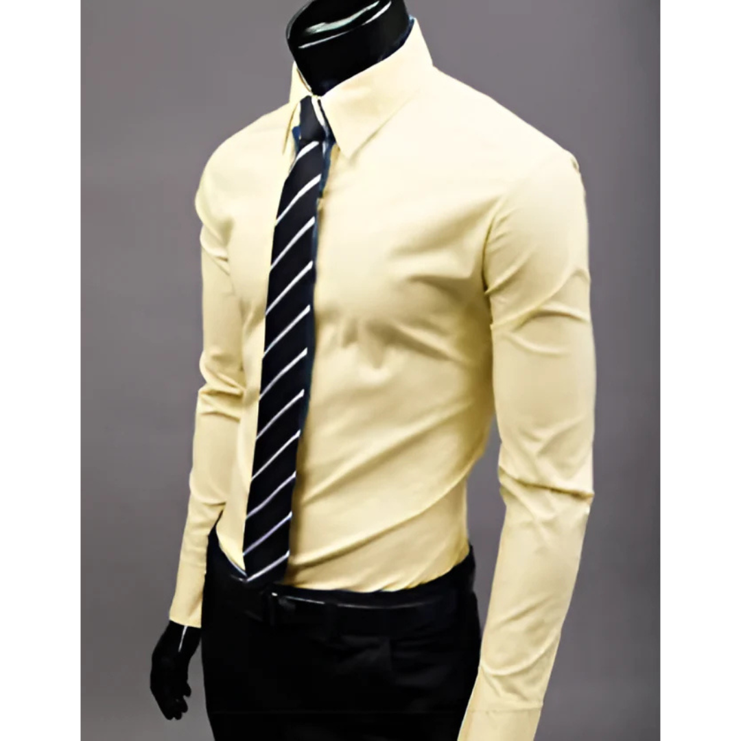 Chemise Homme Élégante Manches Longues Taille Fine