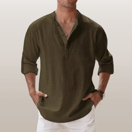 Chemise Homme Marine Manches Longues Détendue